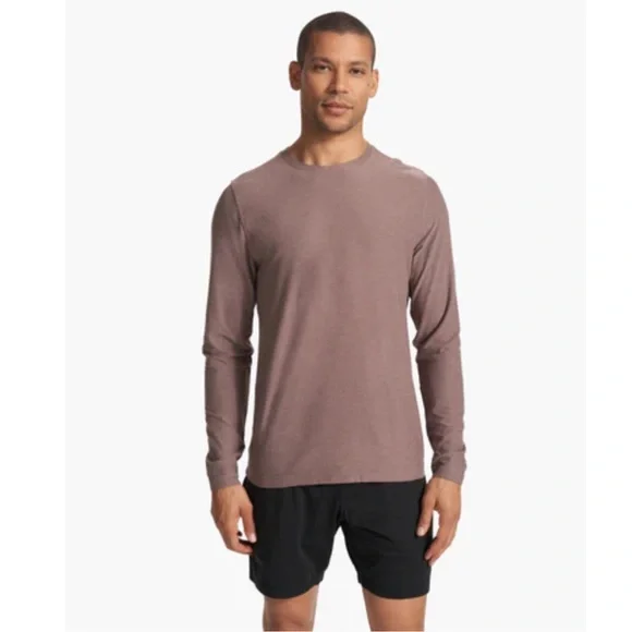 Vuori Men's Small Long Sleeve Strato Tech Tee Dark Pink Muave Hazel NWT T-Shirt - Picture 8 of 9